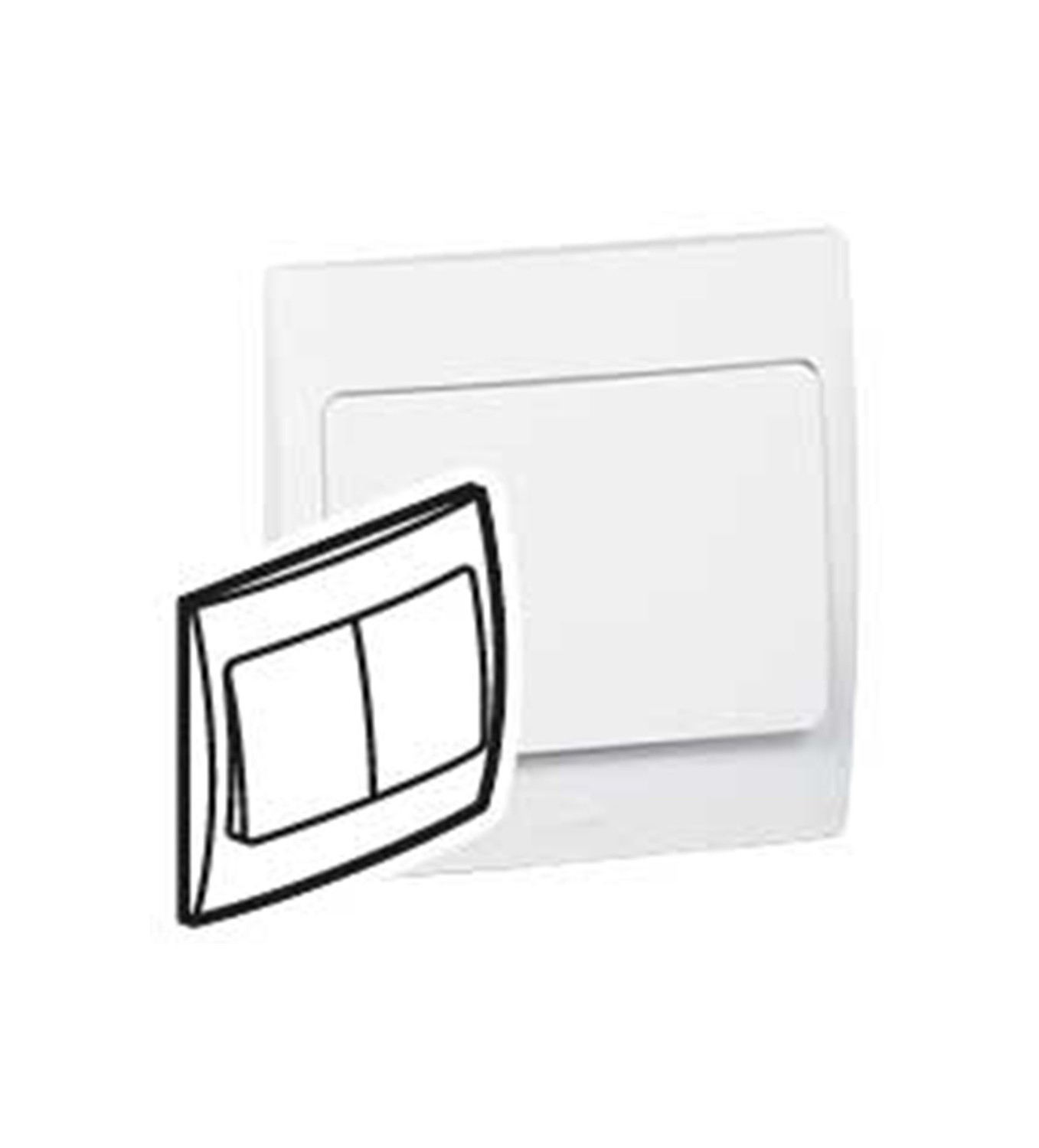 DISCONTINUED LEGRAND - Single Pole Switch Mallia, 2 Gang, 1 Way, 20 AX, 250 V~, White