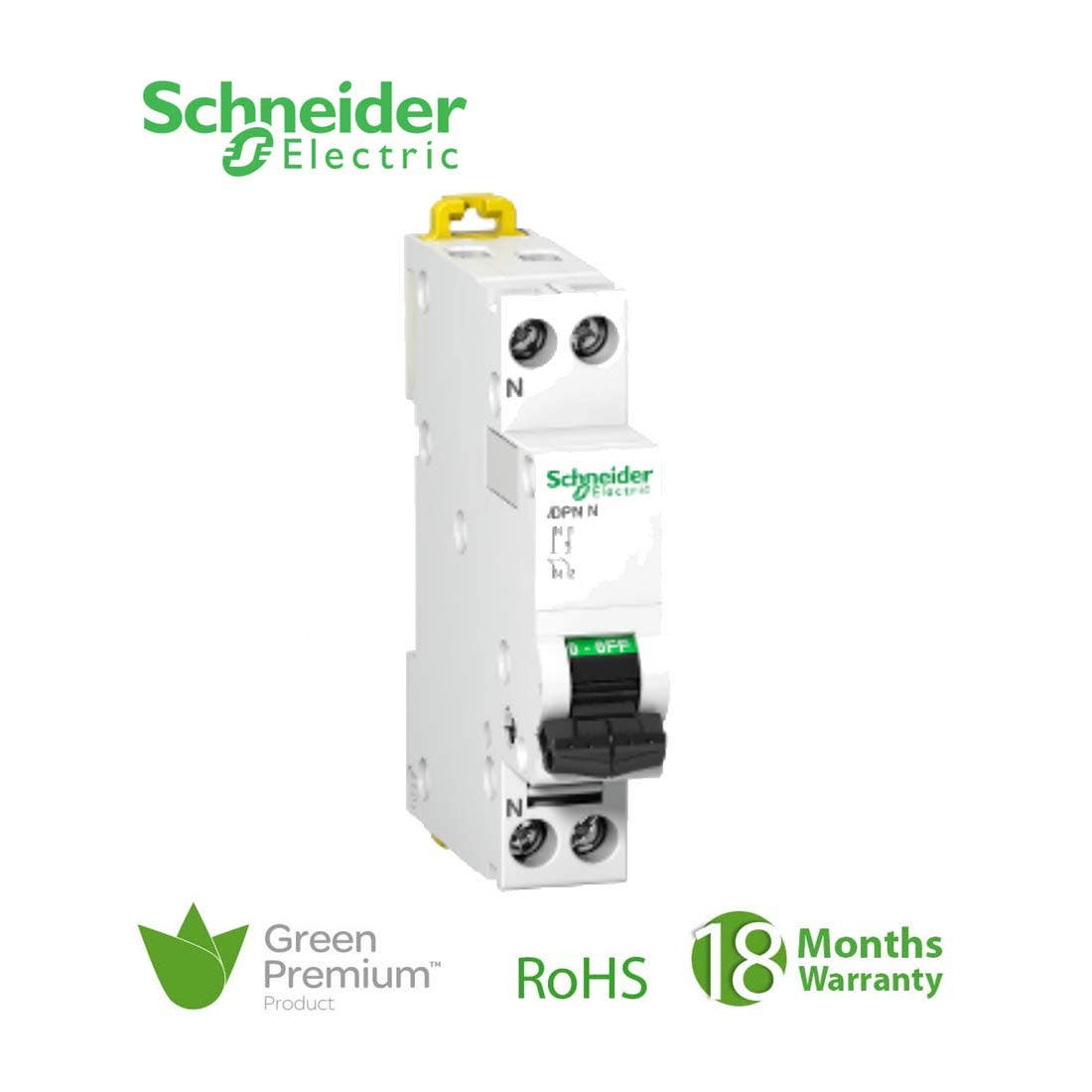 SCHNEIDER - MCB Breaker, Acti9 iDPN N, 1P + N, 16A, C curve