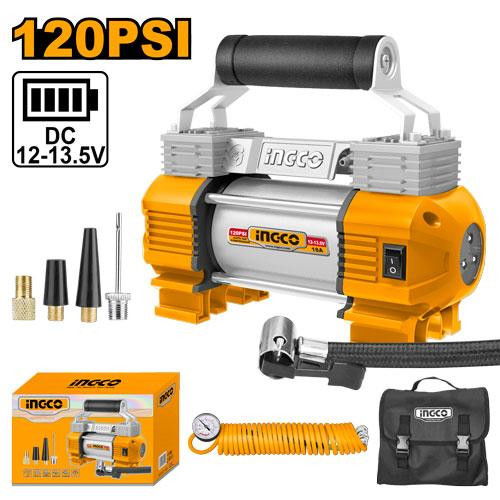 Car Compressor 2 Cylinder 12V 120psi منفاخ هواء كمبروسر للسيارة 2 بستم يعمل على البطارية