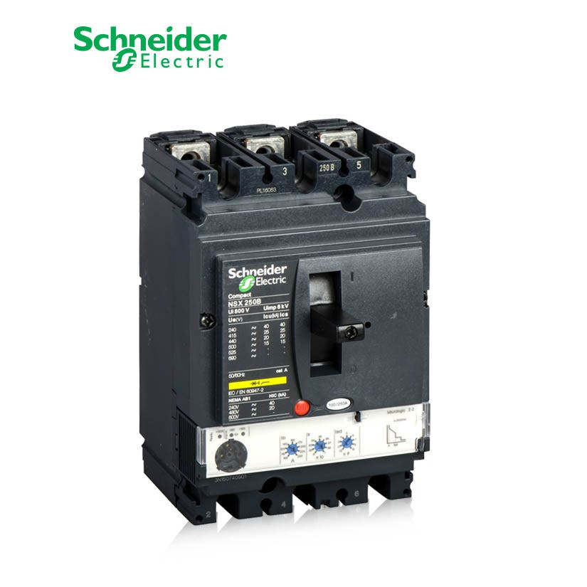 SCHNEIDER - MCCB Breaker, ComPact NSX250N, 50kA at 415 VAC, MicroLogic 2.2 Trip Unit 250A, 3P 3d