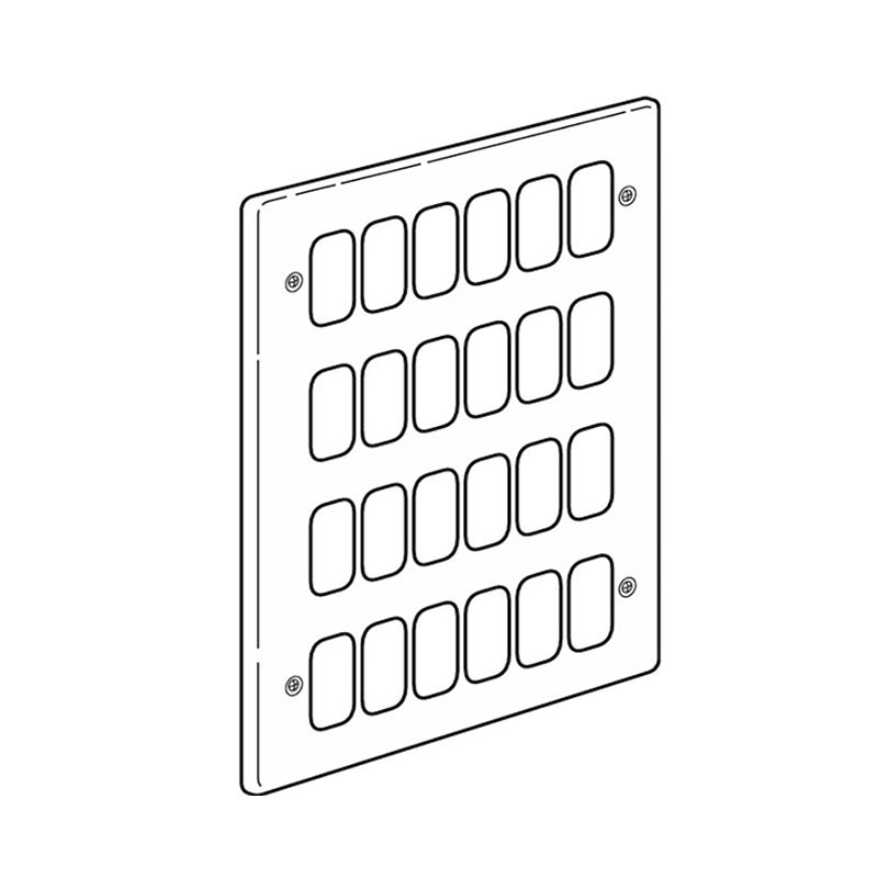 LEGRAND - Front Plate Synergy Authentic, 4x3 Gang, for 24 Grid Modules, Polished Stainless Steel