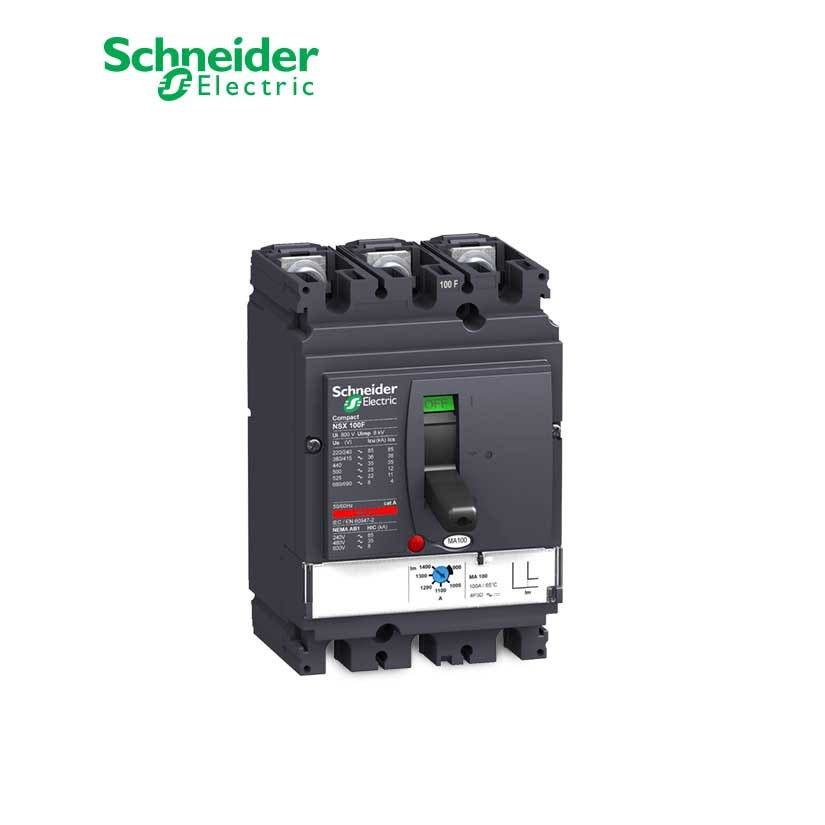 SCHNEIDER - MCCB Breaker, ComPact NSX100F, 36 kA at 415 VAC, MA Trip Unit 2.5A, 3P 3d