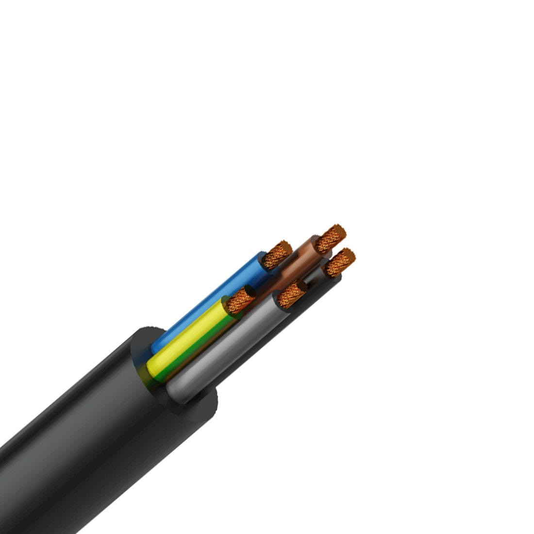 TOP CABLE - Rubber Cable, Copper 5x2.5mm, 450/750V, Black