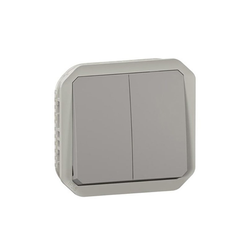 LEGRAND - Switch/Push-Button Plexo, IP55, 2 Gang, 2 Way + Changeover, 10A, Mechanism, Grey
