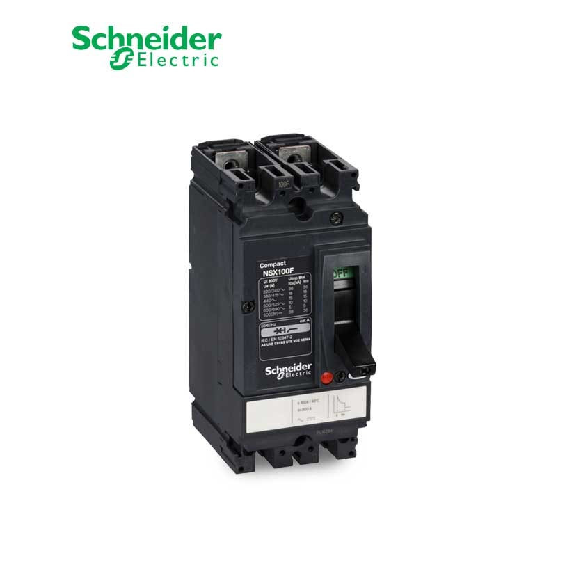 SCHNEIDER - MCCB Breaker, ComPact NSX100F AC/DC, 2P 2d, 18kA at 415 VAC, TMD Trip Unit 100A