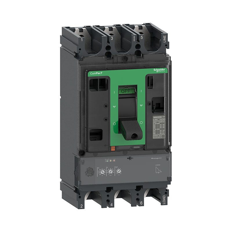 SCHNEIDER - MCCB Breaker, ComPacT NSX400H, 70kA at 415VAC, MicroLogic 2.3 Trip Unit 400A, 3P