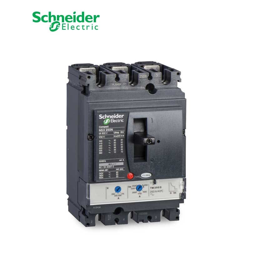 SCHNEIDER - MCCB Breaker, ComPact NSX250H, 3P 3d, 70kA at 415 VAC, TMD Trip Unit 125A