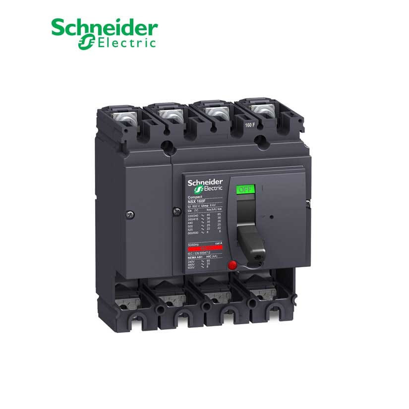 SCHNEIDER - MCCB Breaker Basic Frame, ComPact NSX160F, 160A, 4P, 36kA at 415 VAC 50/60 Hz, w/o Trip Unit 