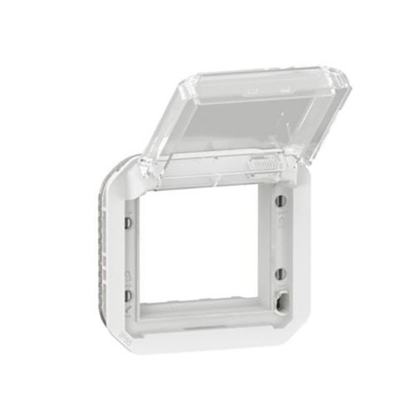 LEGRAND - Mosaic Adaptor Plexo, IP55, with Transparent Flap, Mechanism, White