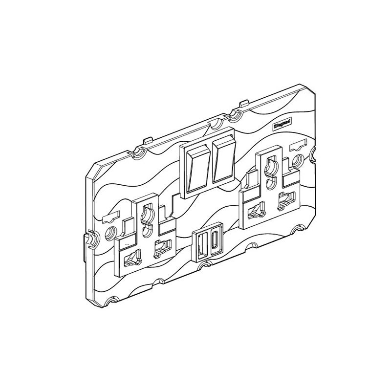 LEGRAND - Multistandard Socket Arteor, 13A, 250V, 2x2P+E with 27W USB Chargers Type A and C