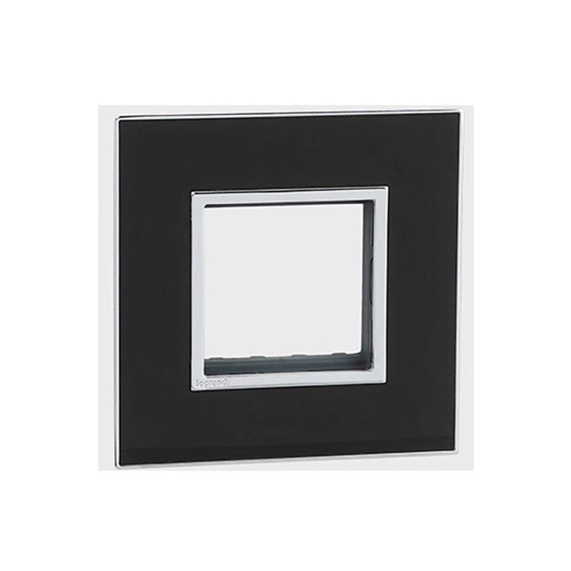 LEGRAND - Cover Plate with Frame Arteor, Indian , 2 Modules, Square, Mirror Black