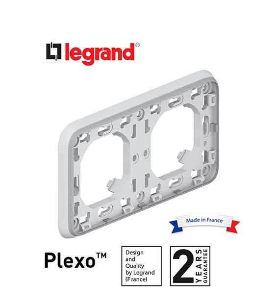 LEGRAND - Flush Mounting Support Frame Plexo IP55, 2 Gang Horizontal, Grey