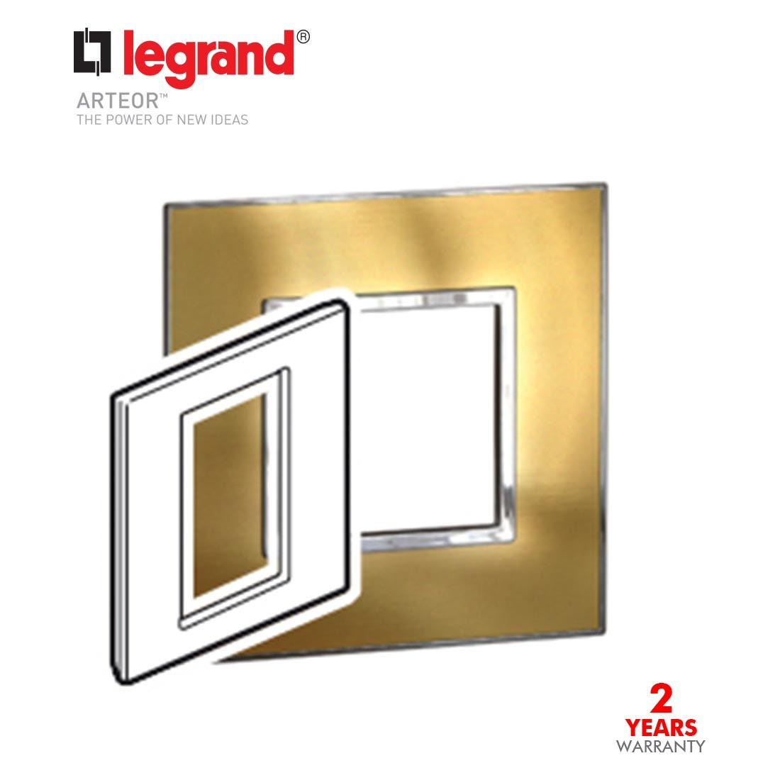 LEGRAND - Plate 1G 3Mod Sqr BS, Gold Brass Arteor