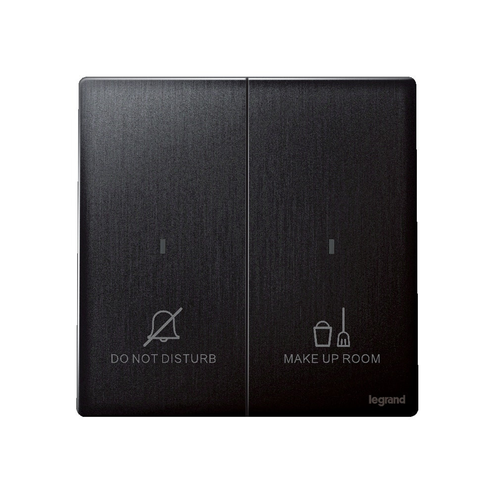 LEGRAND - Switch for Hotel Mallia, Do Not Disturb/Make Up Room, 2 Gang, Brushed Black