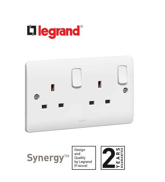 LEGRAND - Double Pole Socket Outlet Synergy, 2 Gang, 13 A, 250 V~, White