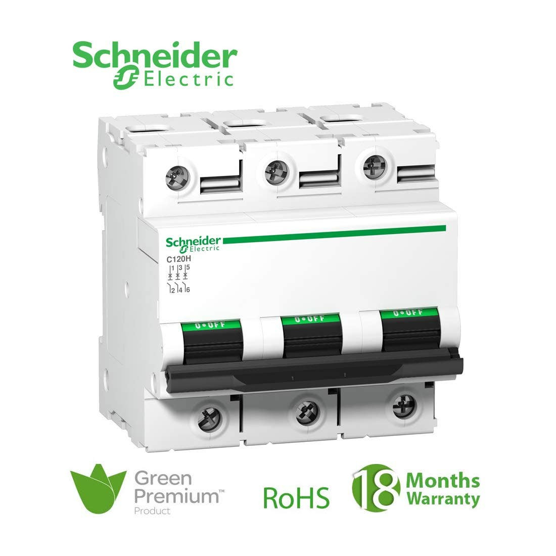 SCHNEIDER - MCB Breaker, Acti9 C120H, 3P, 63A, D curve