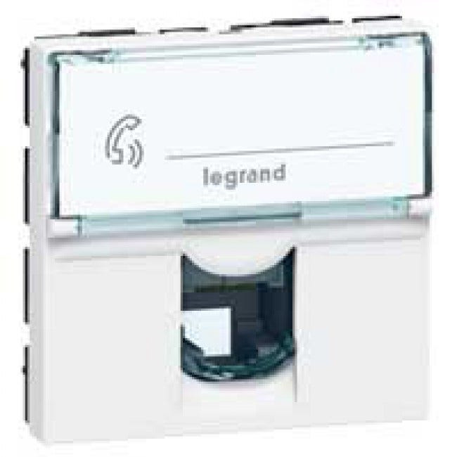 LEGRAND - Telephone Socket Mosaic, RJ11, 4 Contacts, 2 Modules, White
