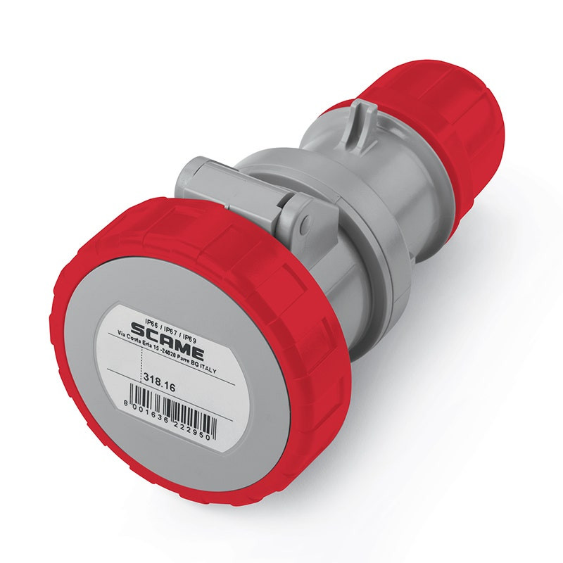 SCAME - Connector, 16A, 3P+N+E, IP66/IP67/IP69, 6H, 346-415V, 50Hz 60Hz, Screw Terminals