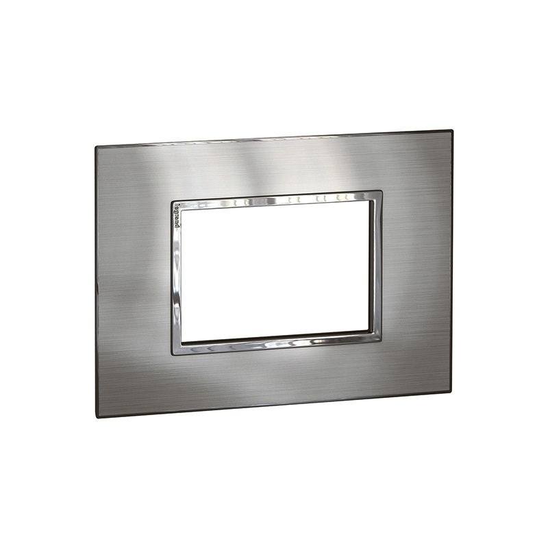 LEGRAND - Plate Arteor, Italian/US, 3 Modules, Square, 2''x4'', Stainless Steel