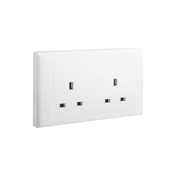 ليجراند - مقبس إلوي، بريطاني، مجوز، Unswitched، 13A، 250V، أبيض