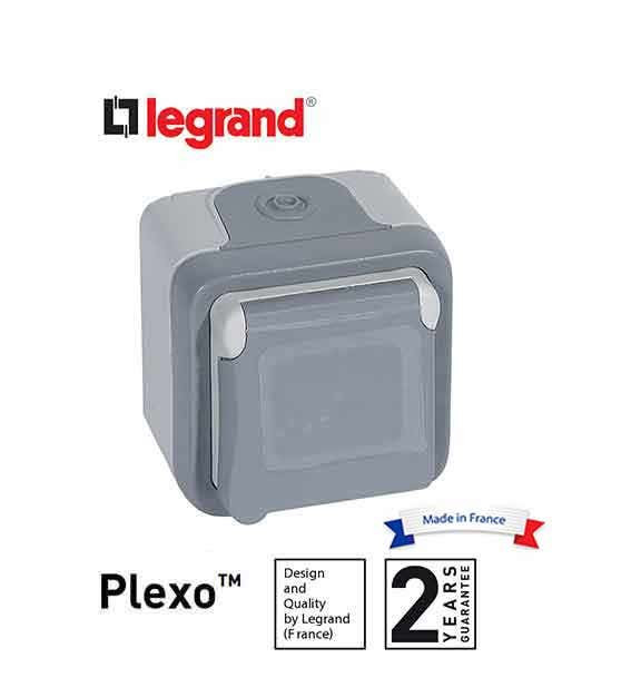 LEGRAND - Socket Outlet Plexo IP55, BS, 13 A, 2P+E, Surface Mounting, Grey