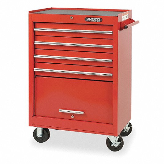 Rolling Cabinet, 27 inch Length, 42 inch Height, Depth 18 inch, 4 Drawer , Red