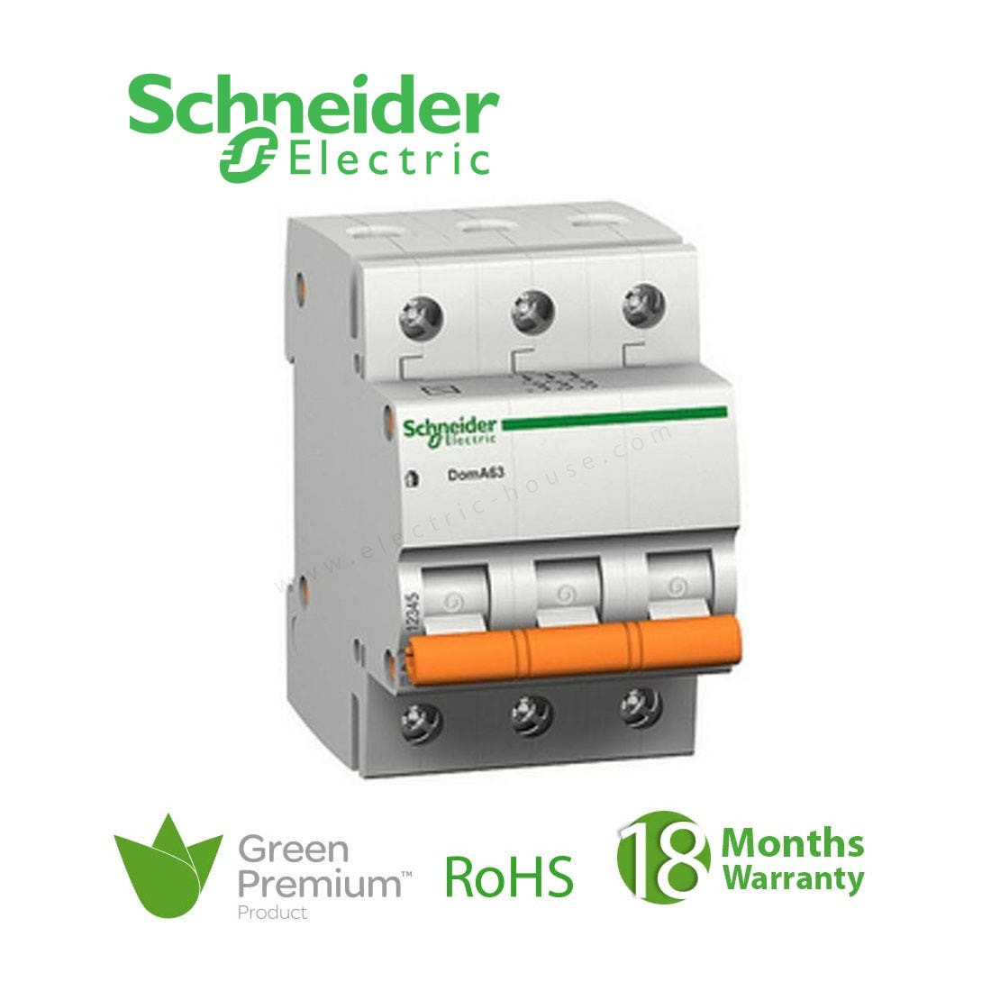 SCHNEIDER - MCB Breaker, Domae, 3P, 10A, C curve, 6000A