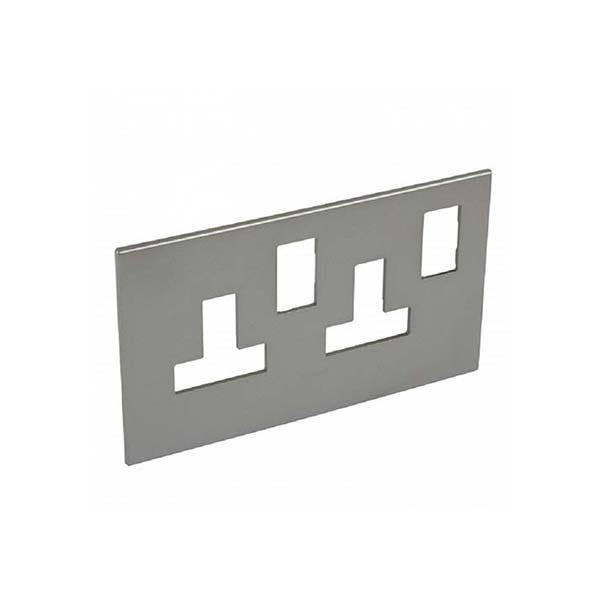 LEGRAND - Plate Arteor, for 13A Twin Switched Sockets 2 Gang, Square, BS, Magnesium