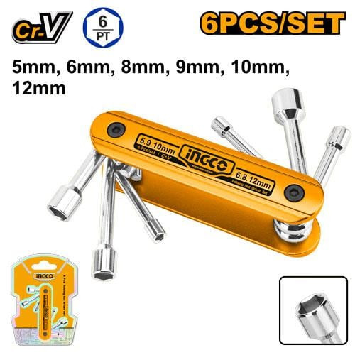 6pcs Folding Nut Driver 5-12 mmطقم بيبة لقم ميدالية 6 قطع 5 - 12 ملم