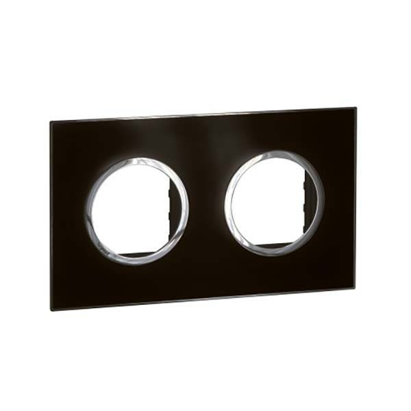LEGRAND - Plate Arteor, French/German, Round, 2x2 Modules, Mirror Black