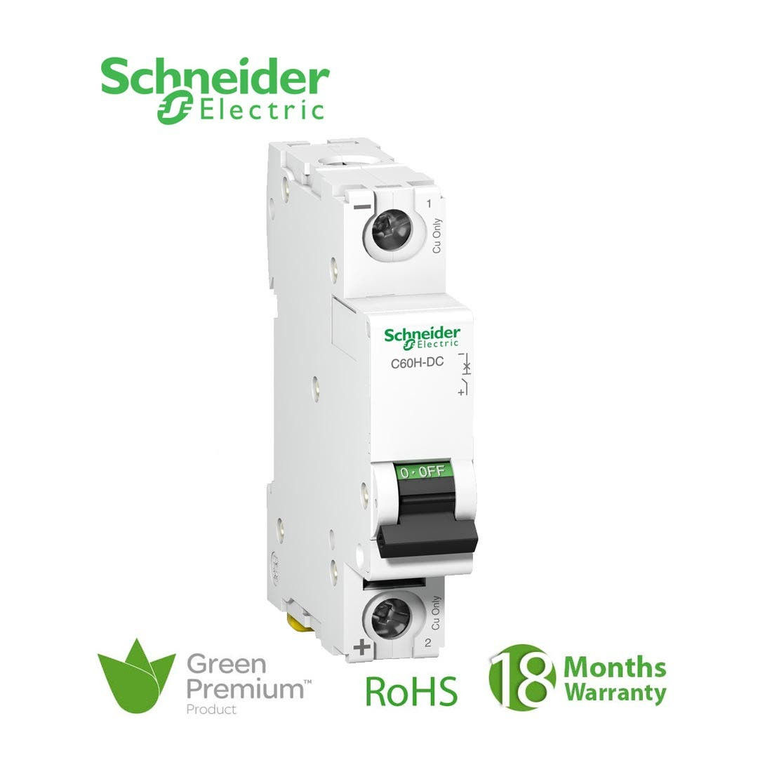 SCHNEIDER - MCB Breaker, Acti9 C60H, 1P, 6A, C curve