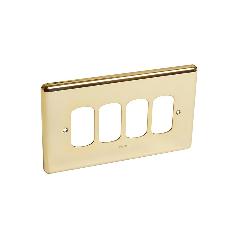 LEGRAND - Front Plate Synergy Authentic, 2 Gang, for 4 Grid Module, Glossy Gold