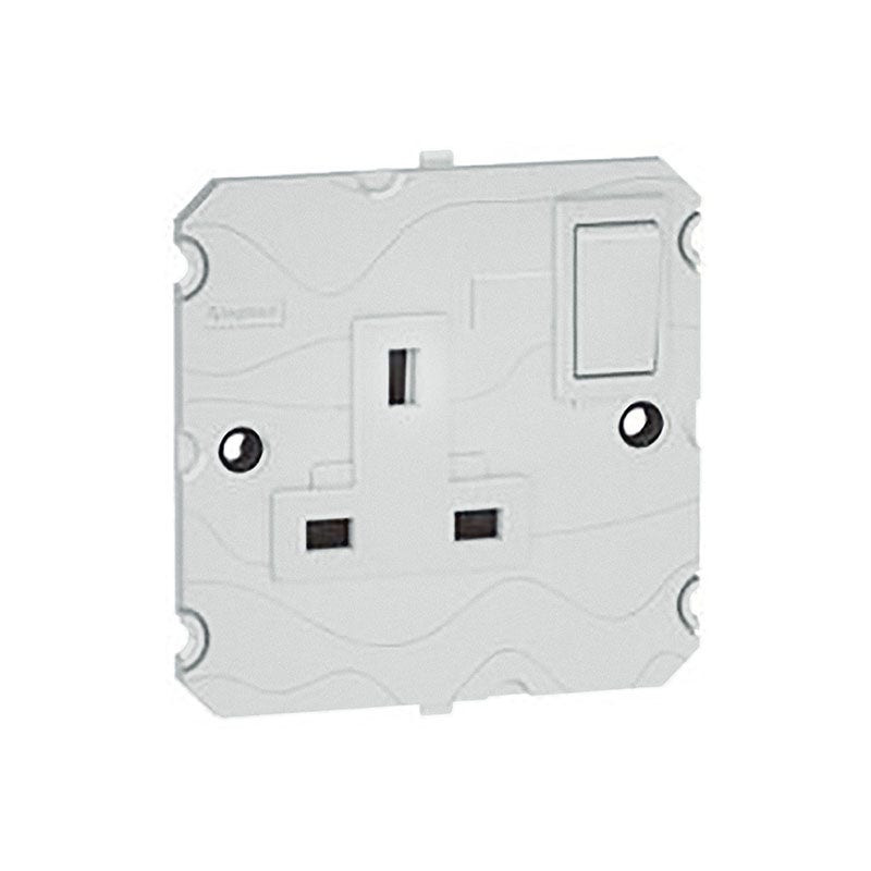 LEGRAND - Double Pole Socket Arteor, BS 1363:2, 13A 250V, 2P+E, Switched, 1 Gang, Soft Aluminum