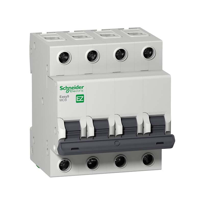 SCHNEIDER - MCB Breaker, Easy9, 4P, 6A, C Curve, 6000A, 400 V