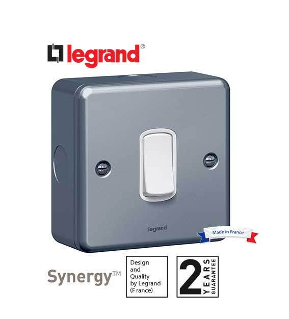 LEGRAND - Single Pole Switch Synergy, 1 Gang, 1 Way, 10 AX, 250 V~, Metalclad