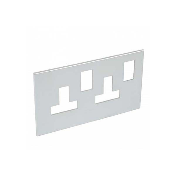 LEGRAND - Plate Arteor, for 13A Twin Switched Sockets 2 Gang, Square, BS, Soft Aluminium