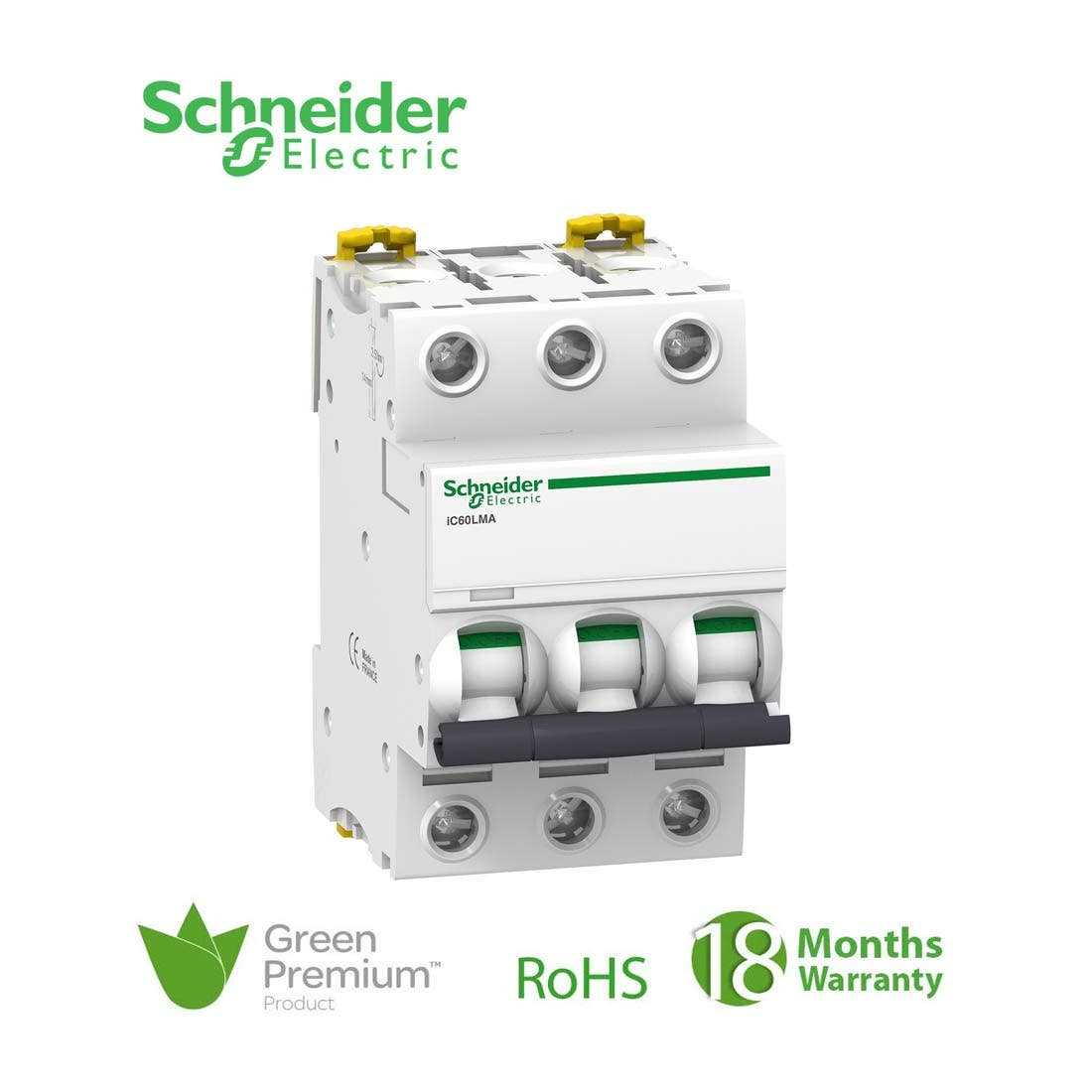 SCHNEIDER - MCB Breaker, Acti9 iC60L, 3P, 16A, MA curve