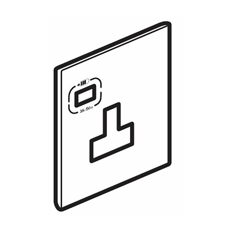 LEGRAND - Plate Arteor, BS, 13A 250V, Single Pole, 1 Gang, with USB-C, Brushed Stainless Steel