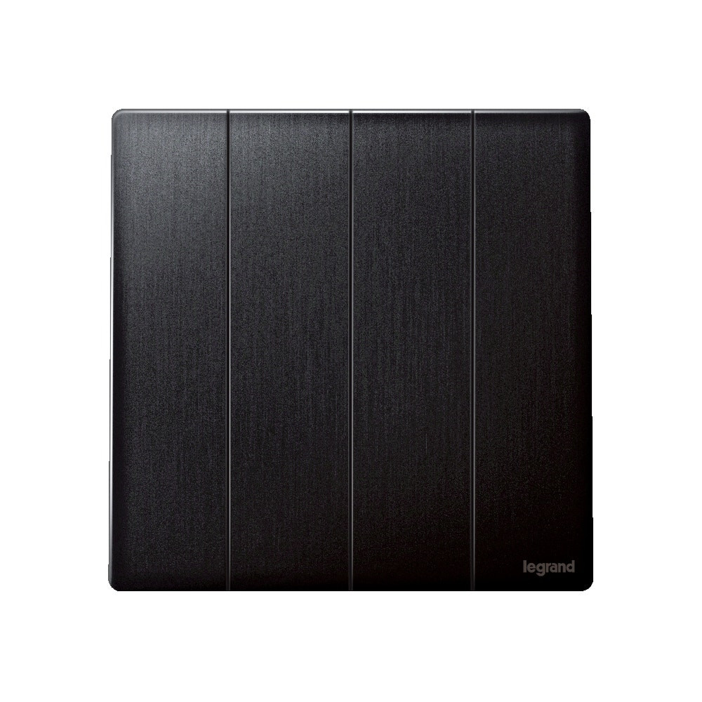 LEGRAND - Single Pole Switch Mallia, 4 Gang, 2 Way, 16 AX, 250 V~, Brushed Black