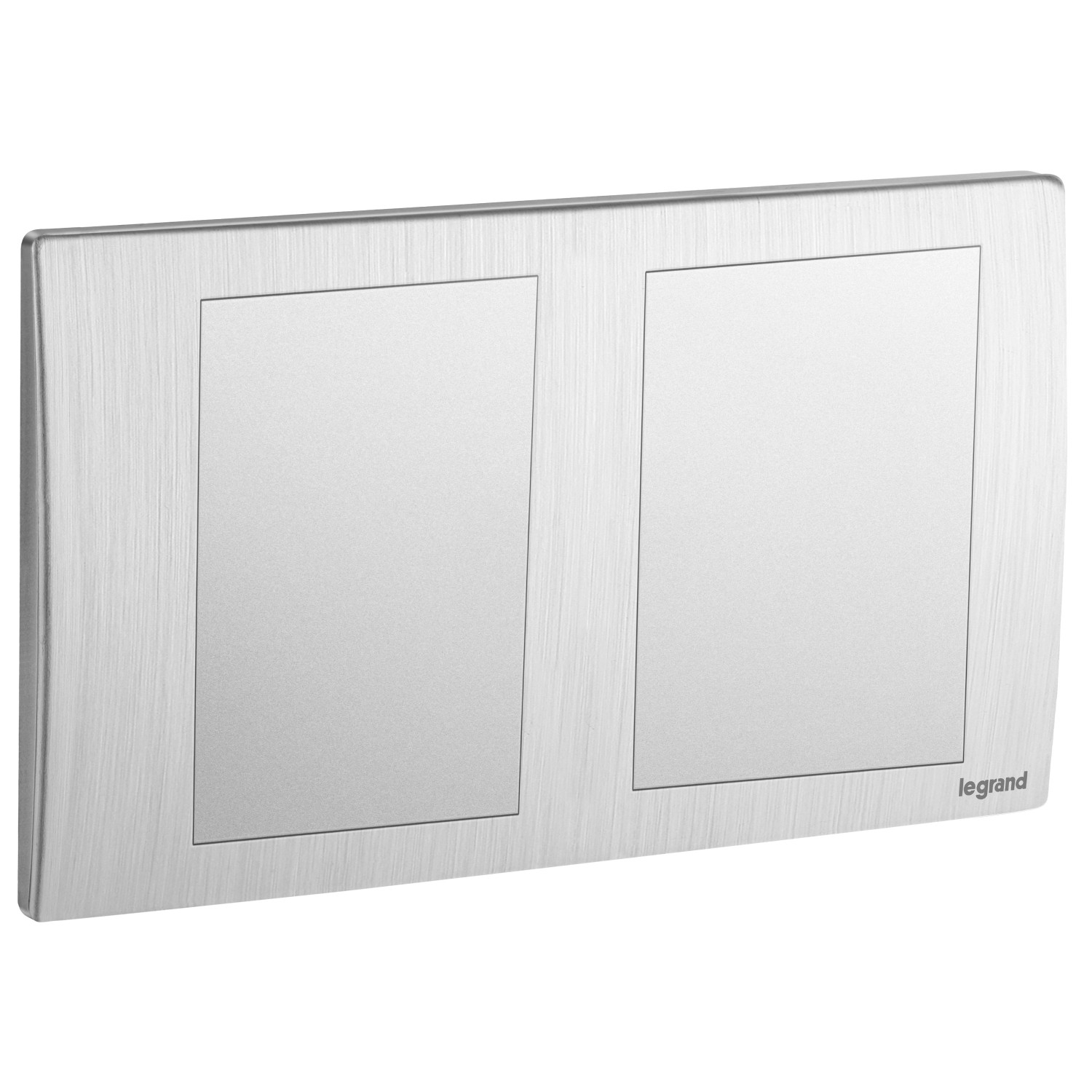 LEGRAND - Blanking Plate Mallia, 2 Gang, Brushed Aluminium