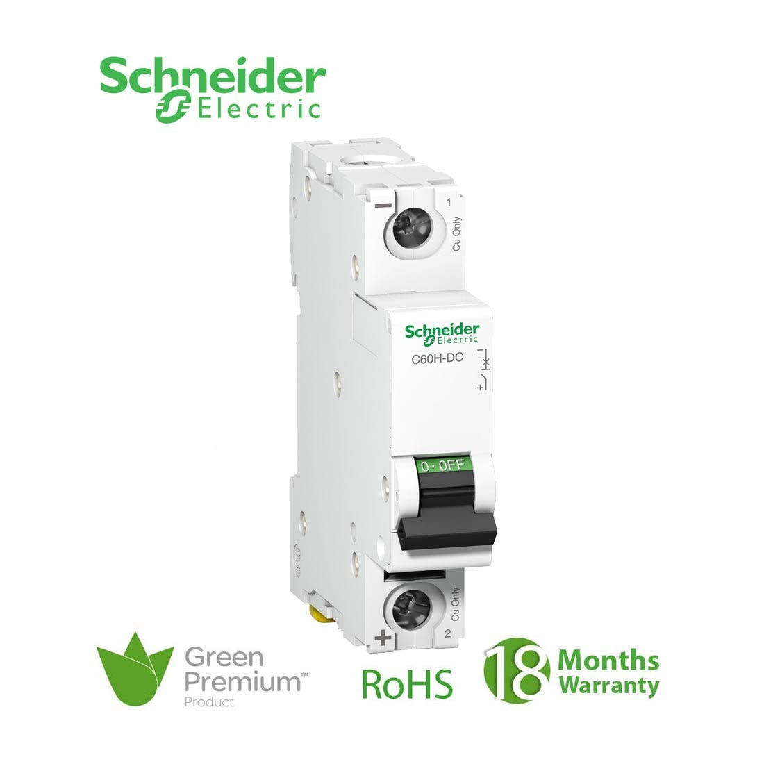 SCHNEIDER - MCB Breaker, Acti9 C60H, 1P, 1A, C curve