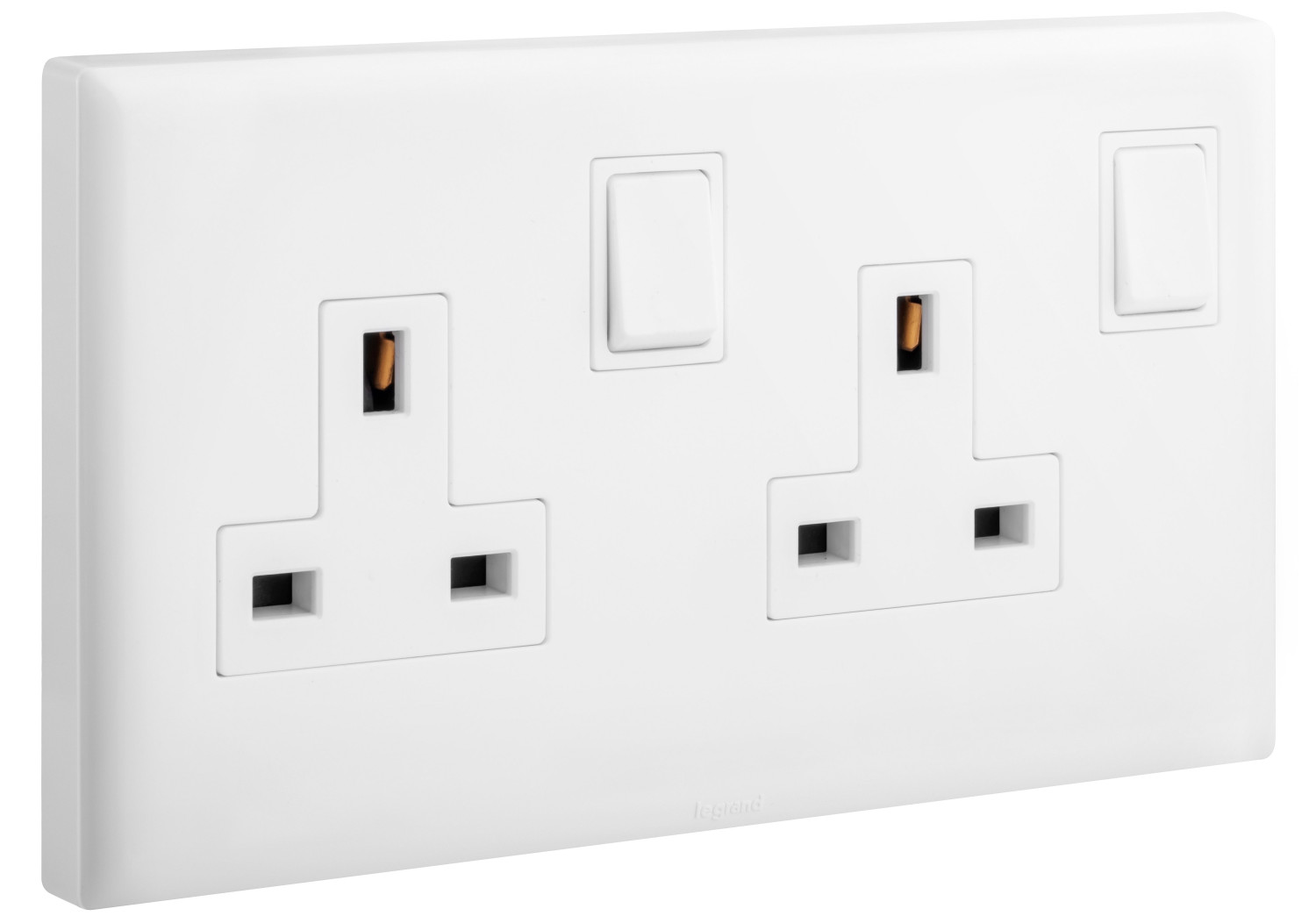 ليجراند - مقبس إلوي، بريطاني، مجوز، ثنائي القطب، Switched، 13A، 250V، أبيض
