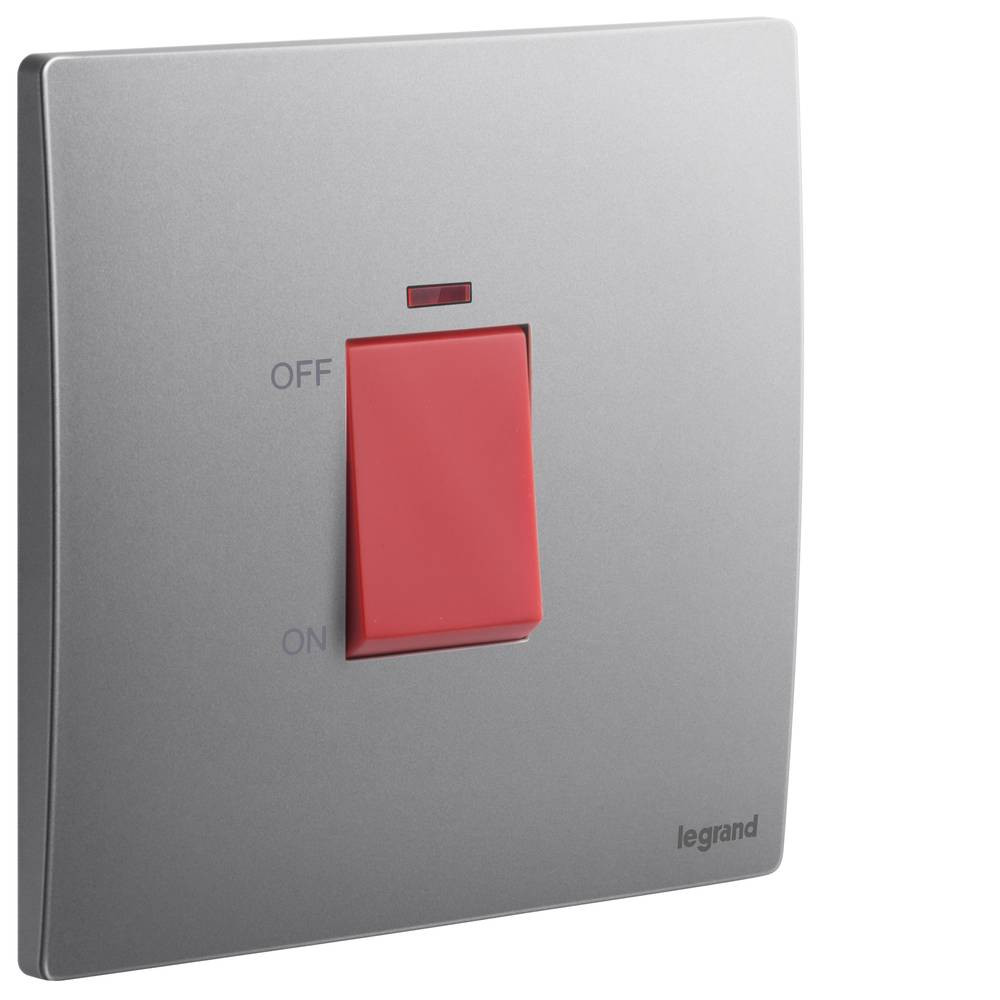 Legrand - Malia AC Switch - 45 Amp - 250 Volt - With Indicator Lamp - Dark Silver