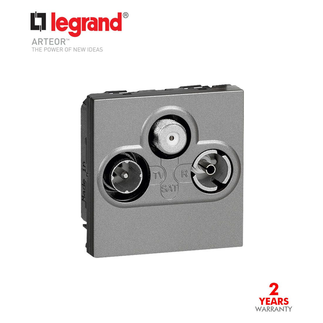 LEGRAND - TV-R-Shield Socket, Female-Male, 2Mod, Magnesium