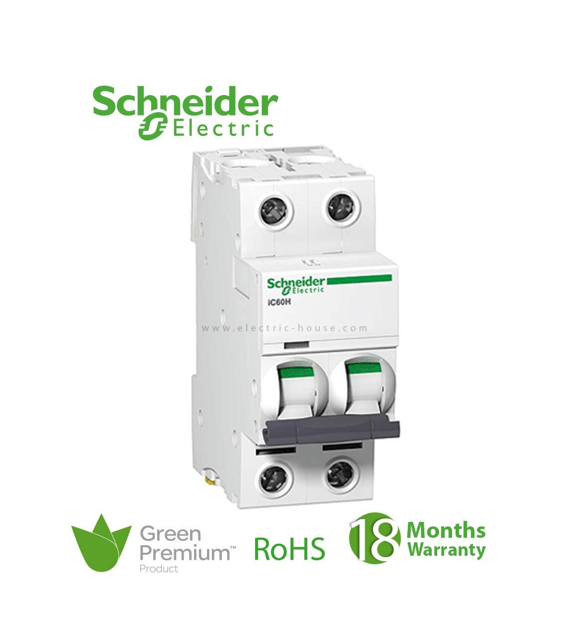 SCHNEIDER - MCB Breaker, Acti9 iC60N, 2P, 32A, C curve 