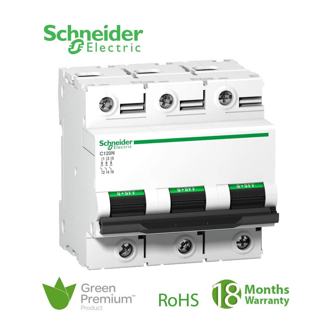 SCHNEIDER - MCB Breaker, Acti9 C120N, 3P, 125A, C curve