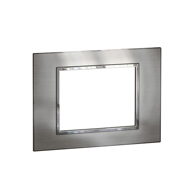 LEGRAND - Plate Arteor, for Double Australian Socket, 2x2 Modules, Square, Brushed Stainless Steel