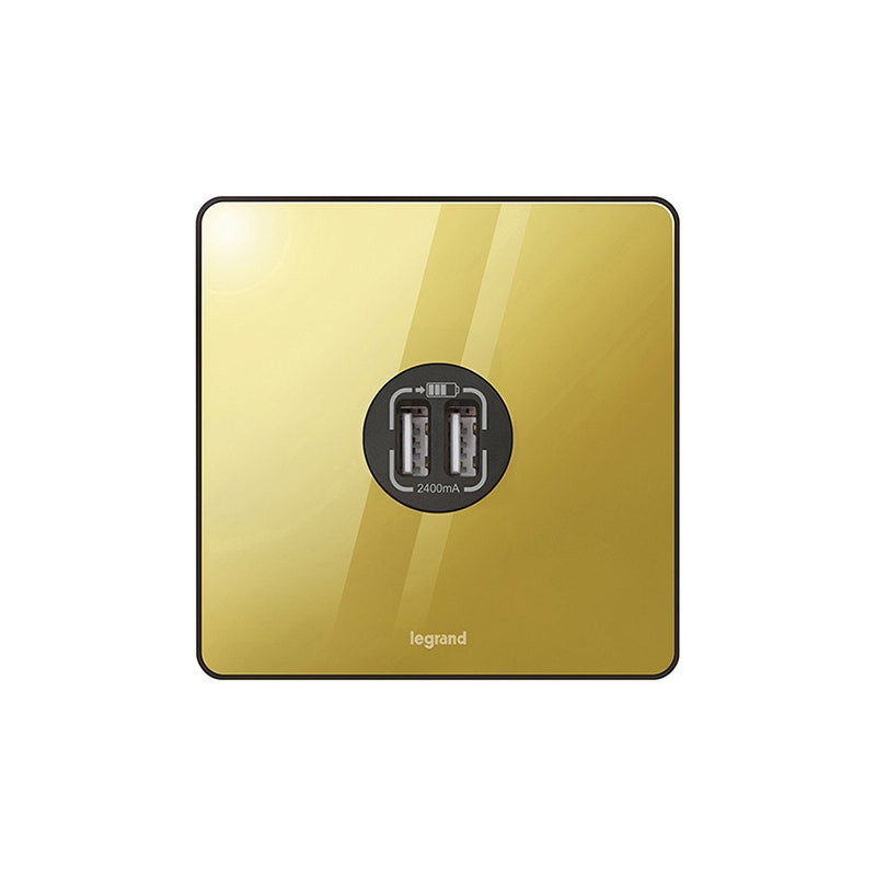 ليجراند - شاحن USB مزدوج Synergy Sleek، نوع A، 5Vdc، 2400mA، 12W، Glossy Gold