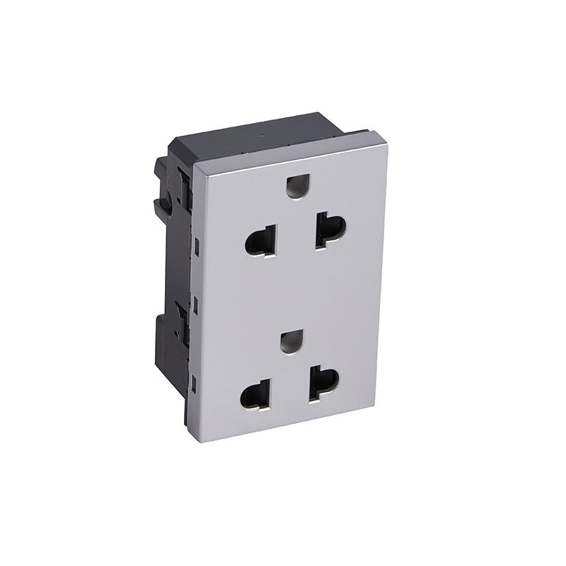 LEGRAND - Socket Outlet Arteor, Euro-US, 15A 127V/16A 250V, 2x2P+E, 3 Modules, with Shutter, Aluminium