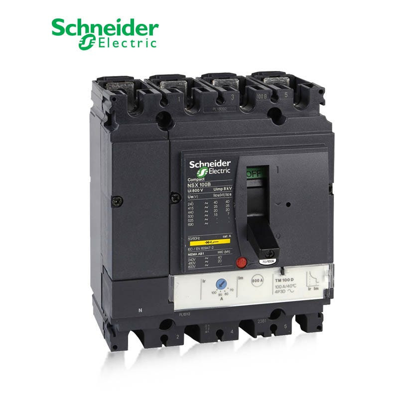 SCHNEIDER - MCCB Breaker, ComPact NSX100N, 4P 4d, 50kA at 415 VAC, TMD Trip Unit 25A